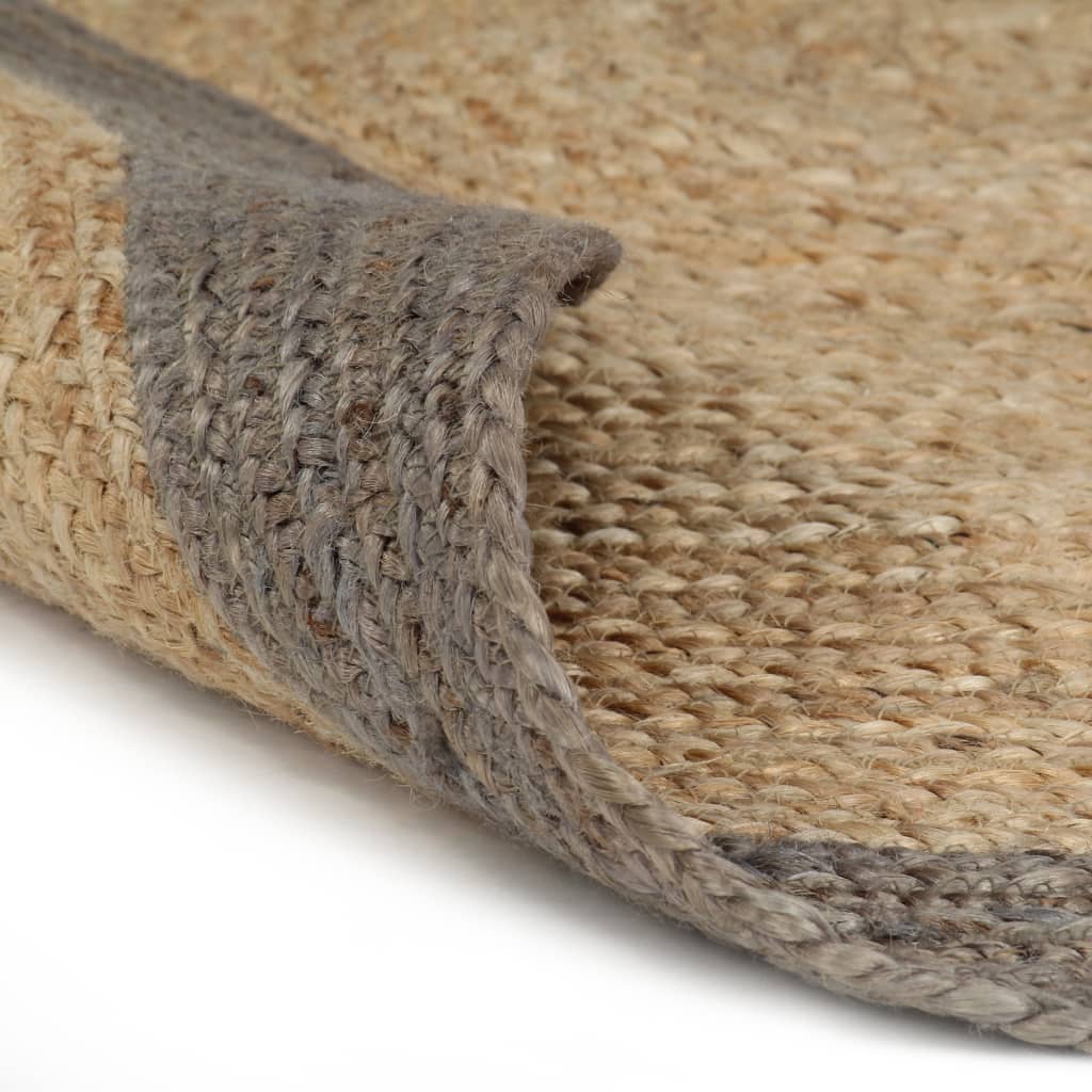 vidaXL Teppich Handgefertigt Jute mit Grauem Rand 120 cm