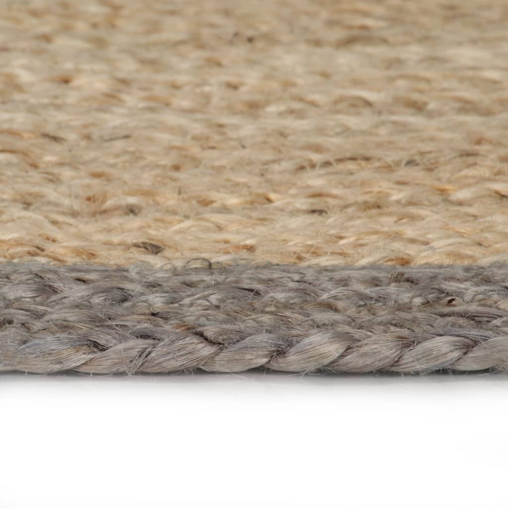 vidaXL Teppich Handgefertigt Jute mit Grauem Rand 120 cm