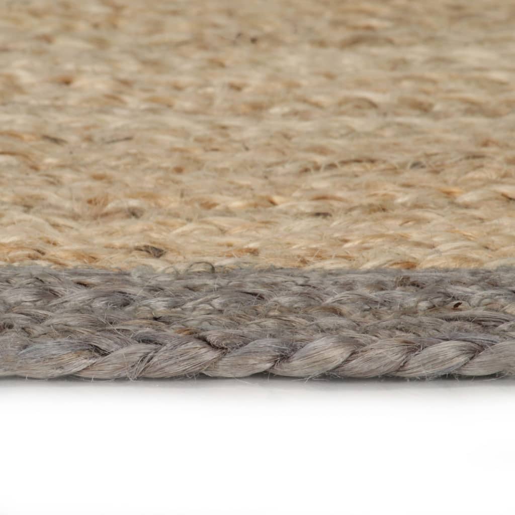 vidaXL Teppich Handgefertigt Jute mit Grauem Rand 150 cm