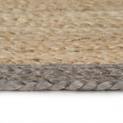 vidaXL Teppich Handgefertigt Jute mit Grauem Rand 150 cm