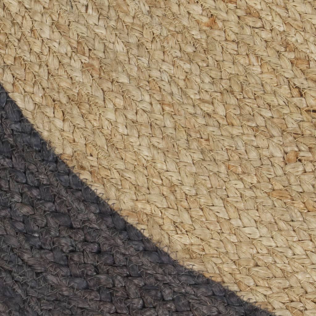 vidaXL Teppich Handgefertigt Jute mit Dunkelgrauem Rand 120 cm