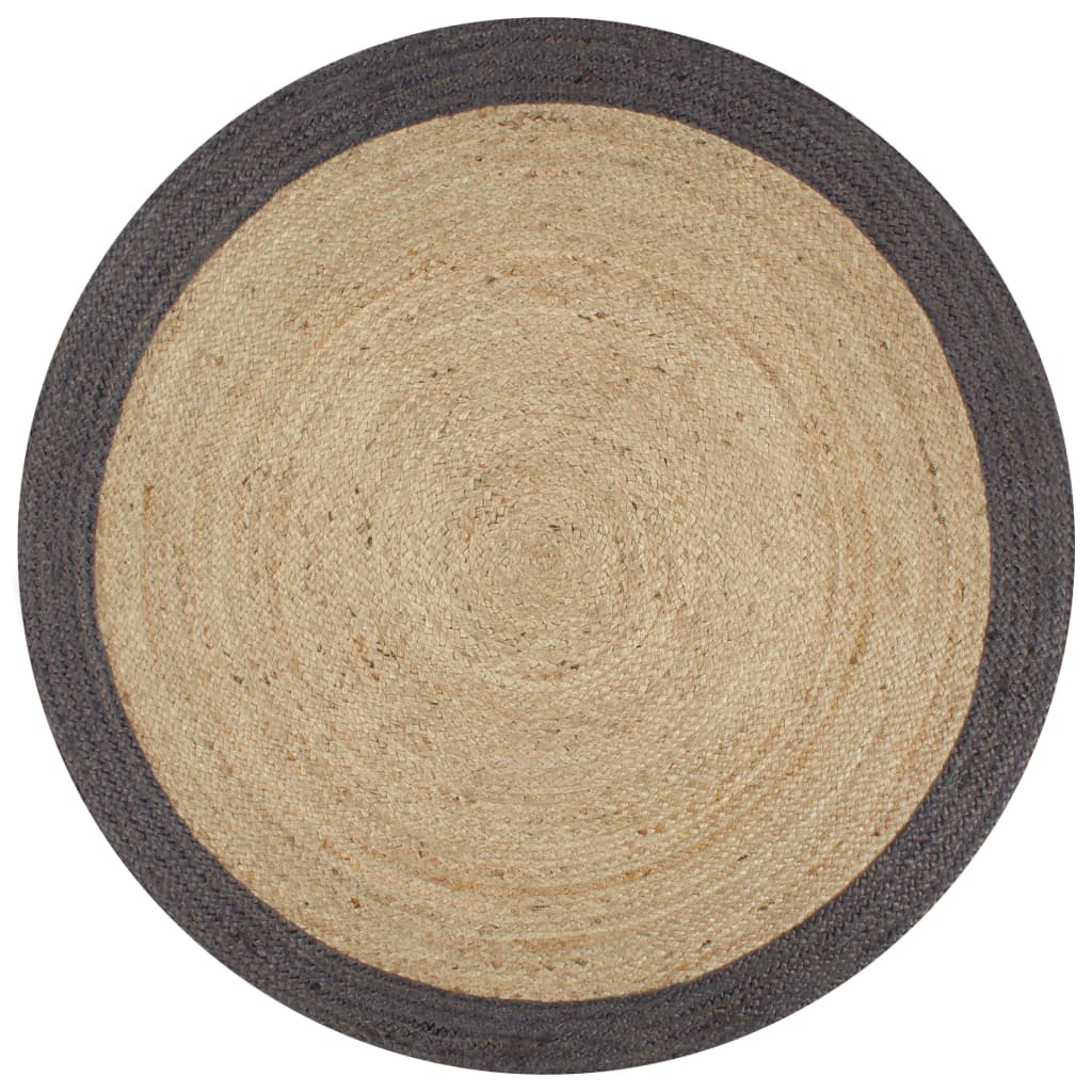 vidaXL Tapis fait main en jute avec bordure gris foncé 150 cm