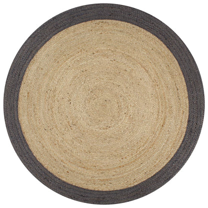 vidaXL Tapis fait main en jute avec bordure gris foncé 150 cm