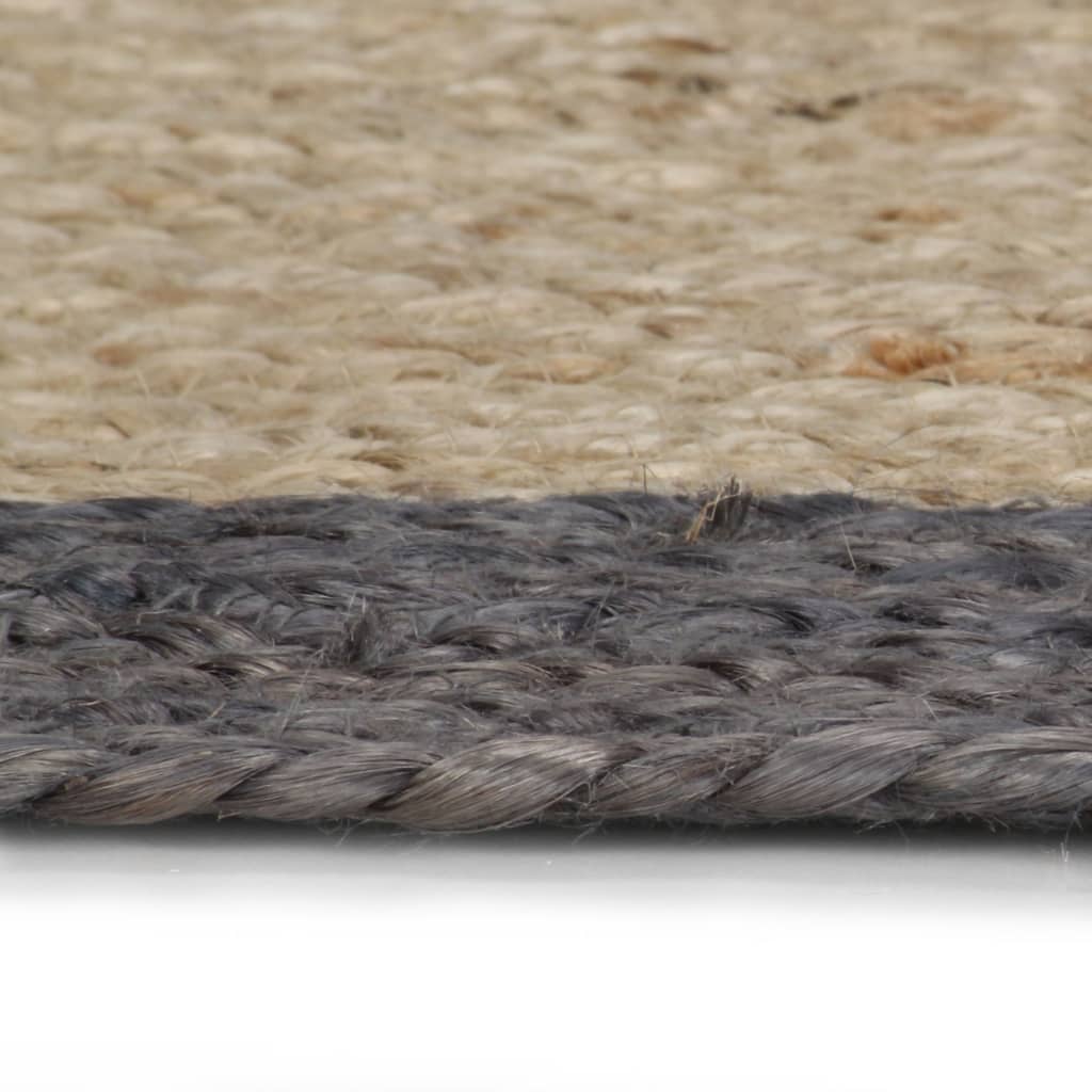 vidaXL Tapis fait main en jute avec bordure gris foncé 150 cm