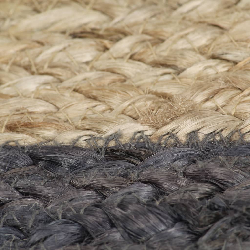 vidaXL Tapis fait main en jute avec bordure gris foncé 150 cm