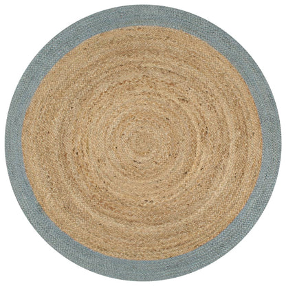vidaXL Teppich Handgefertigt Jute mit Olivgrünem Rand 90 cm
