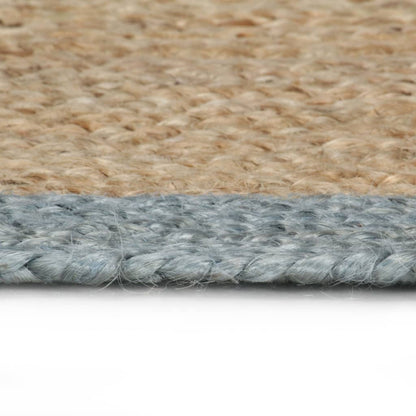 vidaXL Teppich Handgefertigt Jute mit Olivgrünem Rand 90 cm