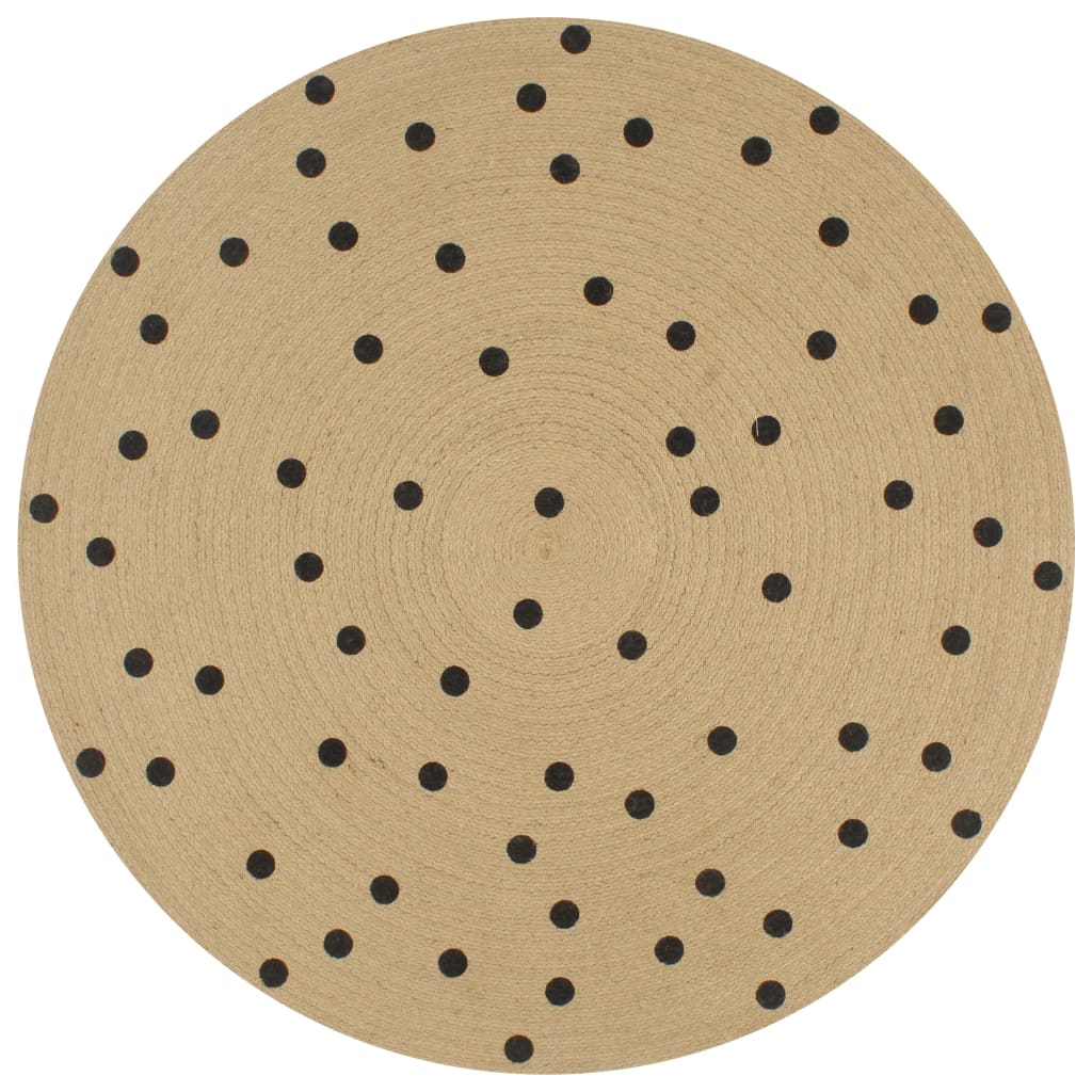 vidaXL Tapis fait à la main en jute à motif de pois 120 cm