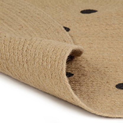 vidaXL Tapis fait à la main en jute à motif de pois 120 cm