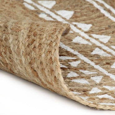 vidaXL Tapis fait à la main en jute à imprimé blanc 90 cm
