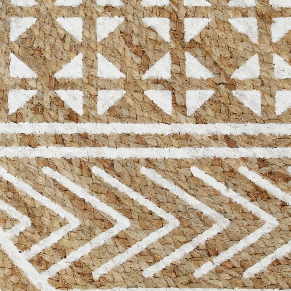 vidaXL Tapis fait à la main en jute à imprimé blanc 90 cm