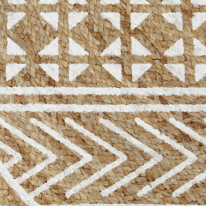 vidaXL Tapis fait à la main en jute à imprimé blanc 90 cm