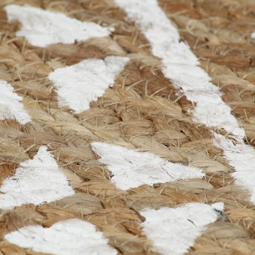 vidaXL Tapis fait à la main en jute à imprimé blanc 90 cm