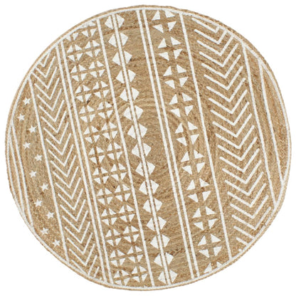 vidaXL Tapis fait à la main Jute Imprimé blanc 120 cm
