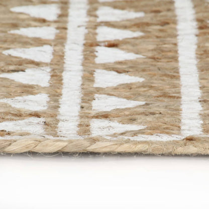 vidaXL Tapis fait à la main Jute Imprimé blanc 120 cm