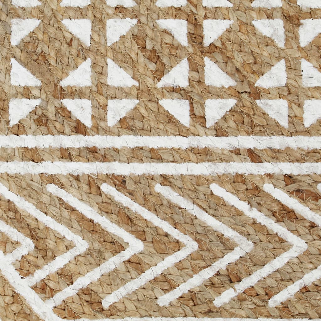 vidaXL Tapis fait à la main en jute avec imprimé blanc 150 cm