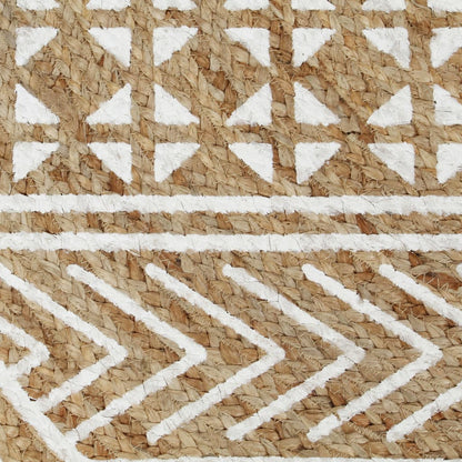 vidaXL Tapis fait à la main en jute avec imprimé blanc 150 cm
