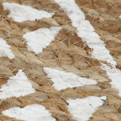 vidaXL Tapis fait à la main en jute avec imprimé blanc 150 cm