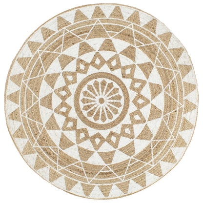 vidaXL Tapis fait à la main Jute Imprimé blanc 90 cm