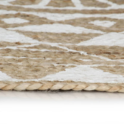 vidaXL Tapis fait à la main Jute Imprimé blanc 90 cm