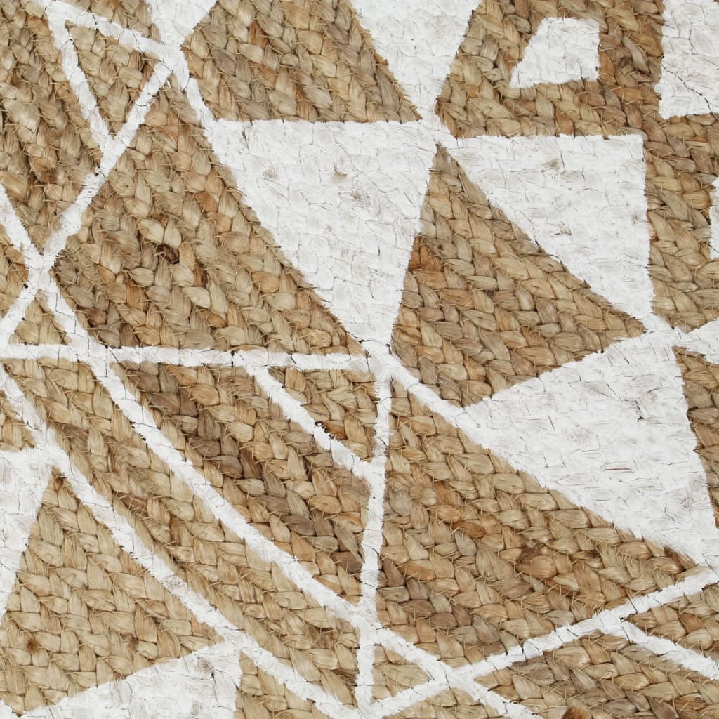vidaXL Tapis fait à la main Jute Imprimé blanc 90 cm