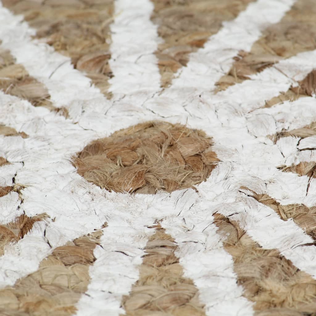vidaXL Tapis fait à la main Jute Imprimé blanc 90 cm