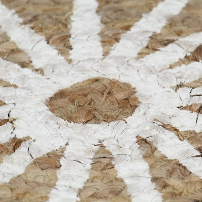 vidaXL Tapis fait à la main Jute Imprimé blanc 90 cm