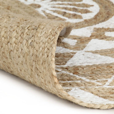 vidaXL Tapis fait à la main en jute avec imprimé blanc 120 cm