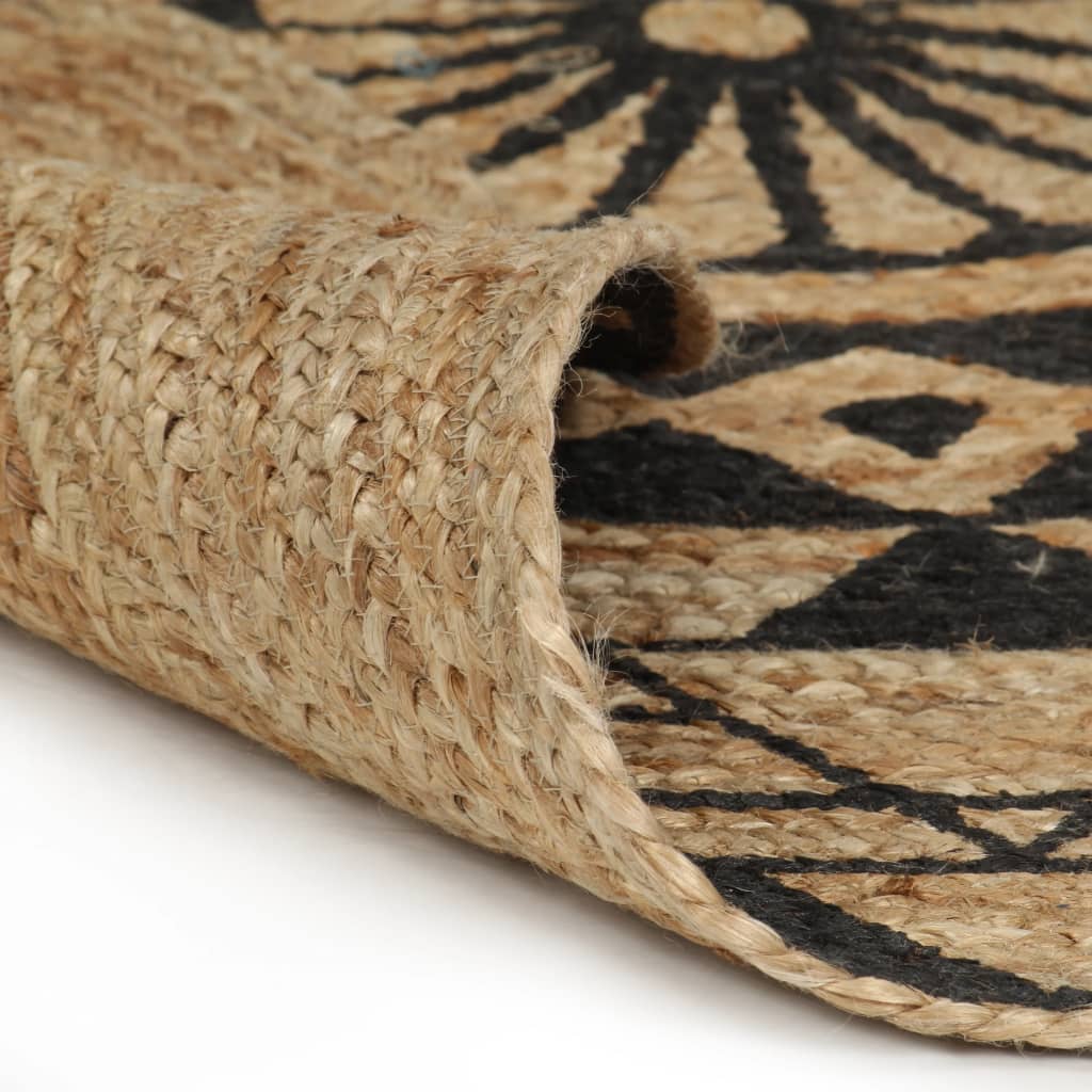 vidaXL Tapis fait main jute imprimé noir 90 cm