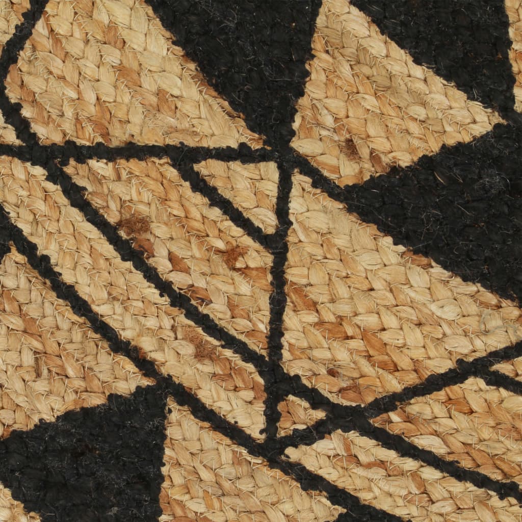 vidaXL Tapis fait main jute imprimé noir 90 cm