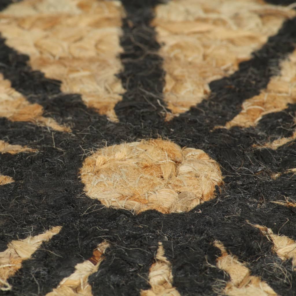 vidaXL Tapis fait main jute imprimé noir 90 cm