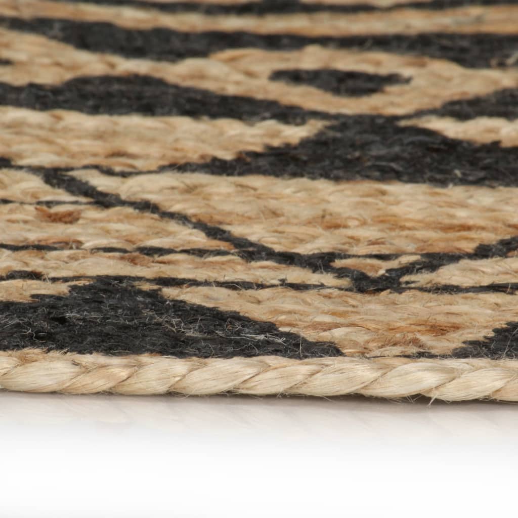 vidaXL Tapis fait à la main Jute Imprimé noir 120 cm