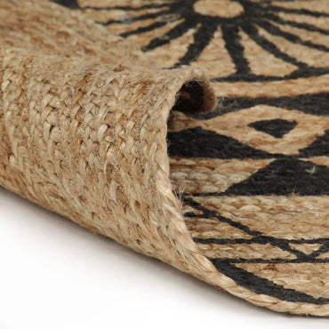 vidaXL Tapis fait à la main en jute avec impression noire 150 cm