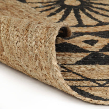 vidaXL Tapis fait à la main en jute avec impression noire 150 cm