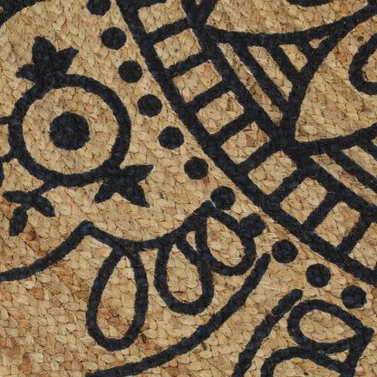 vidaXL Tapis fait à la main en jute avec motif imprimé bleu foncé 90 cm