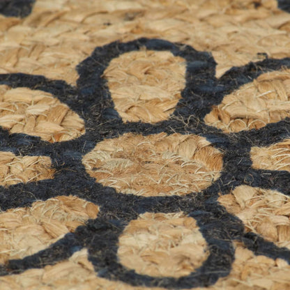 vidaXL Tapis fait à la main en jute avec imprimé bleu foncé 120 cm