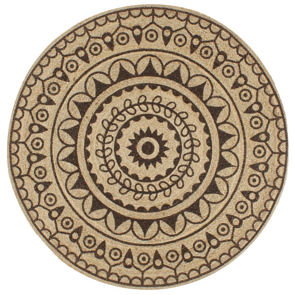 vidaXL Tapis fait à la main en jute avec imprimé marron foncé 90 cm