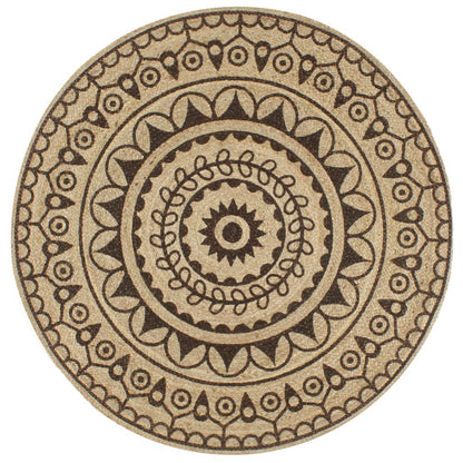 vidaXL Tapis fait à la main en jute avec imprimé marron foncé 120 cm