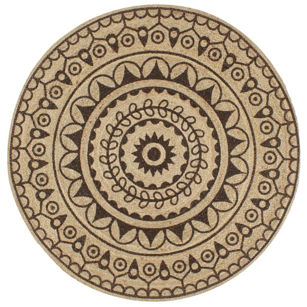 vidaXL Tapis fait main en jute avec imprimé marron foncé 150 cm