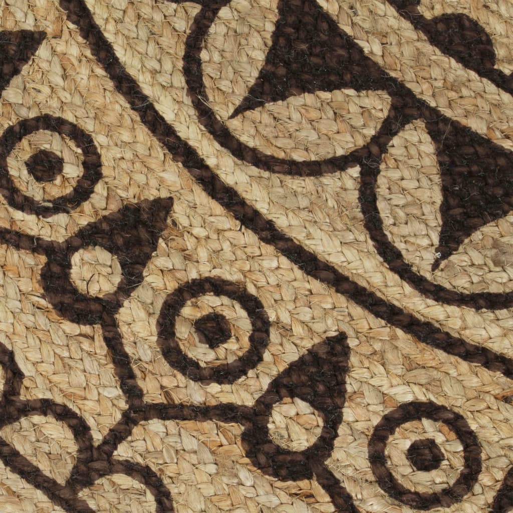 vidaXL Tapis fait main en jute avec imprimé marron foncé 150 cm