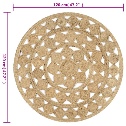 vidaXL Tapis tressé à la main en jute 120 cm