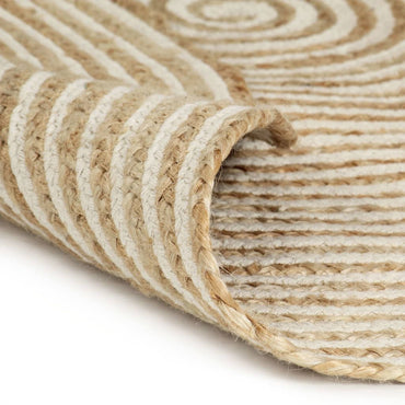 vidaXL Tapis fait à la main en jute à motif de spirales blanc 90 cm
