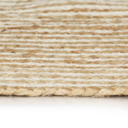 vidaXL Tapis fait à la main en jute à motif de spirales blanc 90 cm
