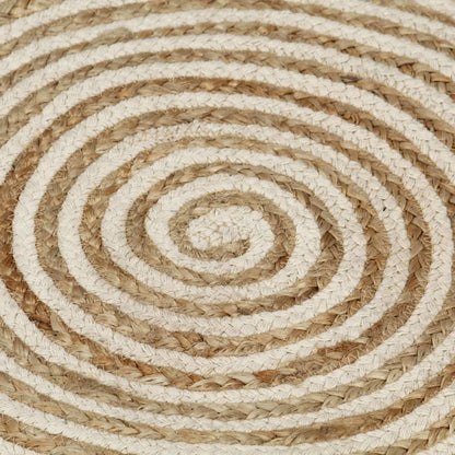 vidaXL Tapis fait à la main en jute à motif de spirales blanc 90 cm