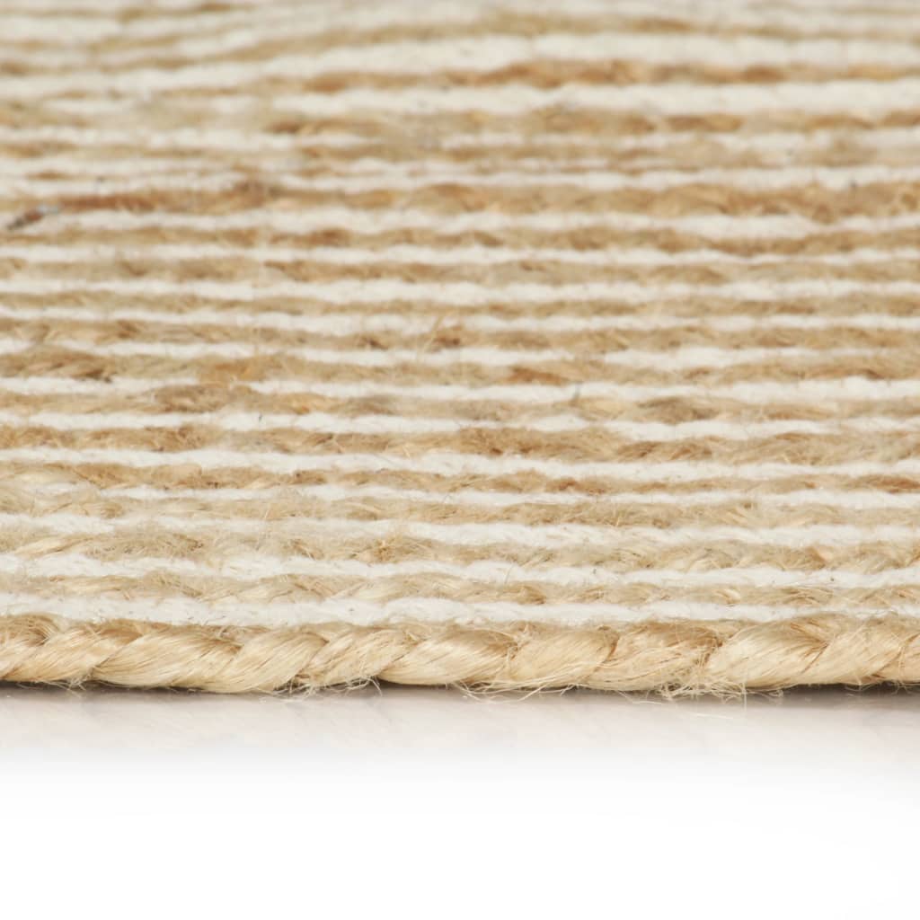 vidaXL Teppich Handgefertigt Jute mit Spiralen-Design Weiß 150 cm