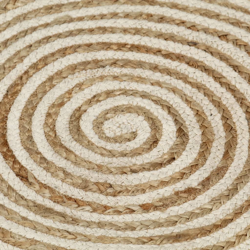 vidaXL Teppich Handgefertigt Jute mit Spiralen-Design Weiß 150 cm