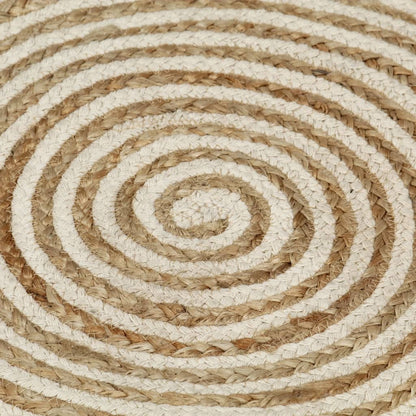 vidaXL Teppich Handgefertigt Jute mit Spiralen-Design Weiß 150 cm