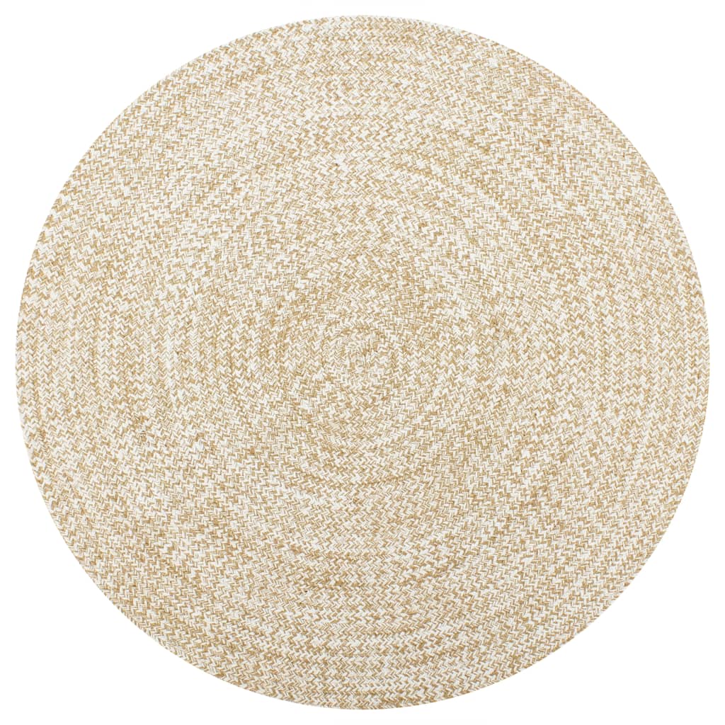vidaXL Tapis fait à la main en jute blanc et naturel 90 cm