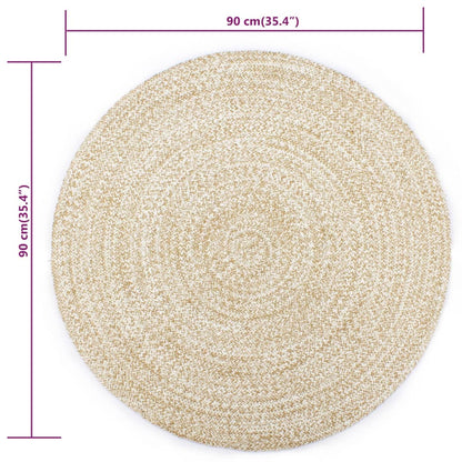 vidaXL Tapis fait à la main en jute blanc et naturel 90 cm