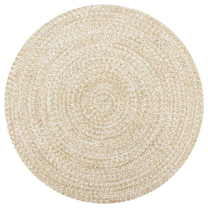 vidaXL Tapis fait à la main en jute blanc et naturel 120 cm
